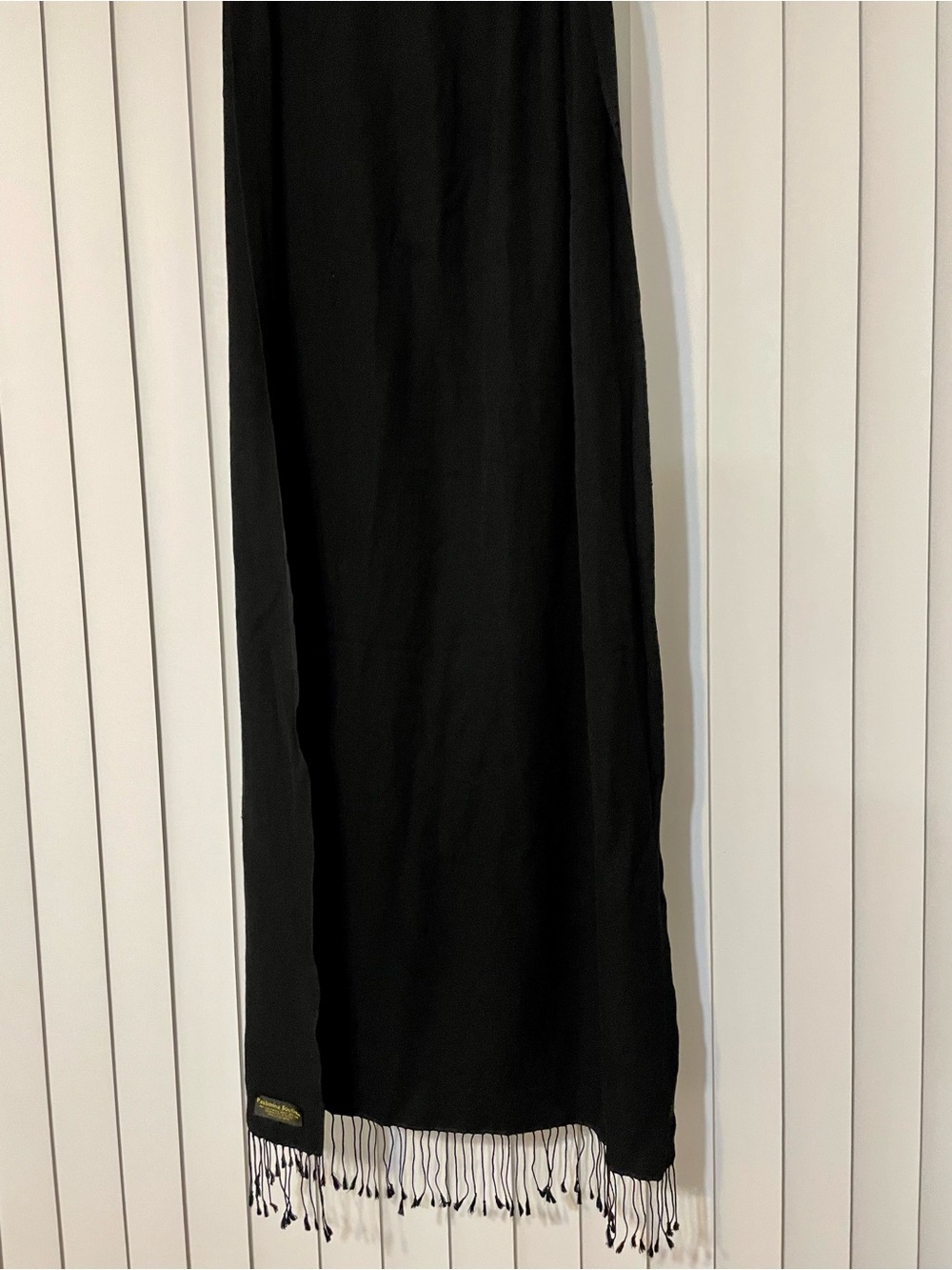 Black wool and silk wrap handmade in Nepal from Pashima Boutique.